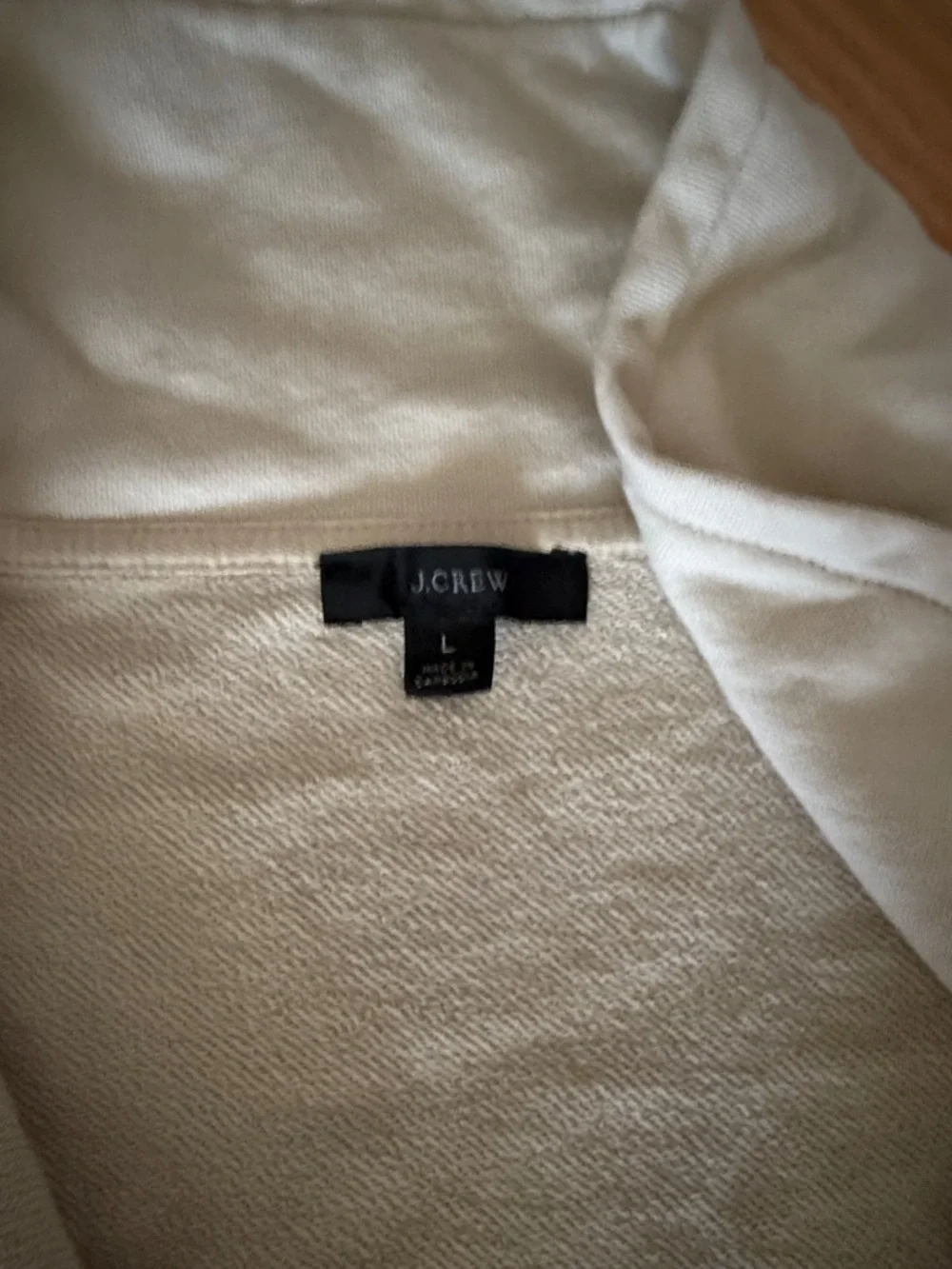 J. Crew University terry long half-zip tunic Cream Quarter-Zip Pullover